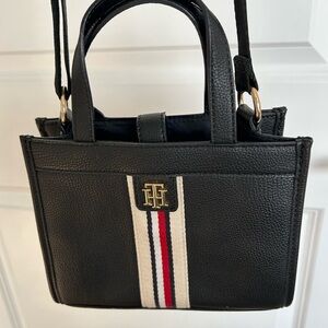 Tommy Hilfiger Black Mini Bag with Signature Stripe